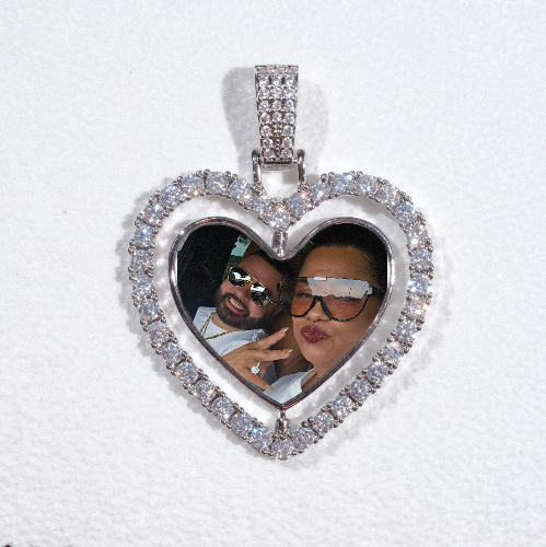 3D Spinning 2-Faced Heart Custom Picture Pendant
