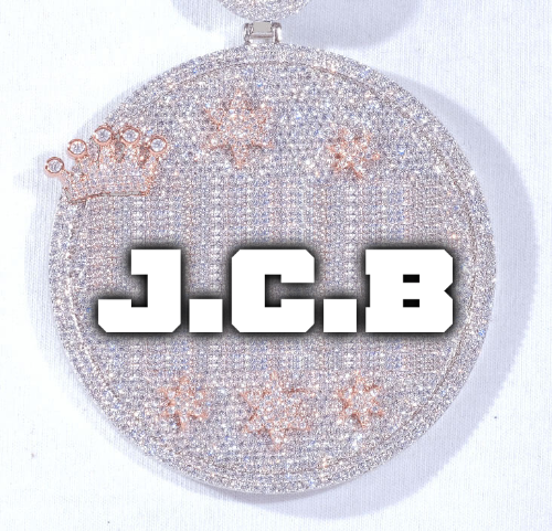 CUSTOM LETTER NECKLACE 3D BIG CROWN DISC