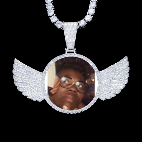 925S & VVS Moissanite 3D Wing Custom Picture Pendant