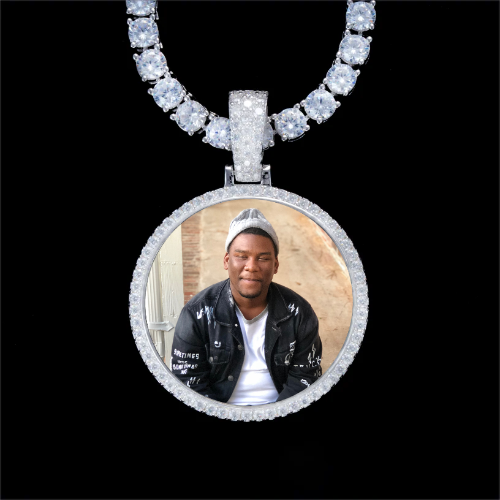 925S & VVS Moissanite 3D Circle Custom Picture Pendant
