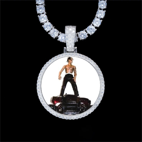 925S & VVS Moissanite 3D Circle Custom Picture Pendant