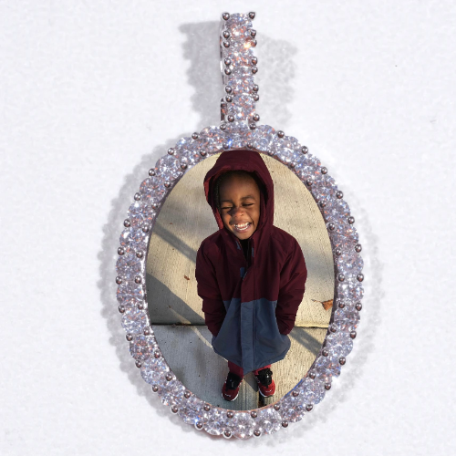 Large 3D Oval Custom Picture Pendant