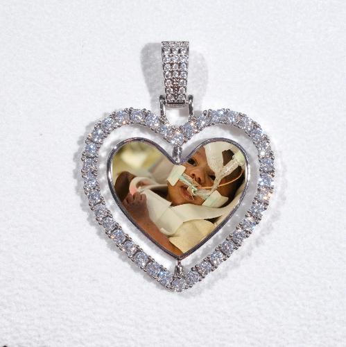 3D Spinning 2-Faced Heart Custom Picture Pendant
