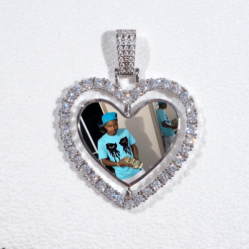 3D Spinning 2-Faced Heart Custom Picture Pendant