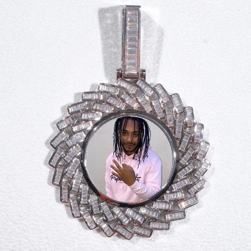 Large 3D Baguette Custom Picture Pendant