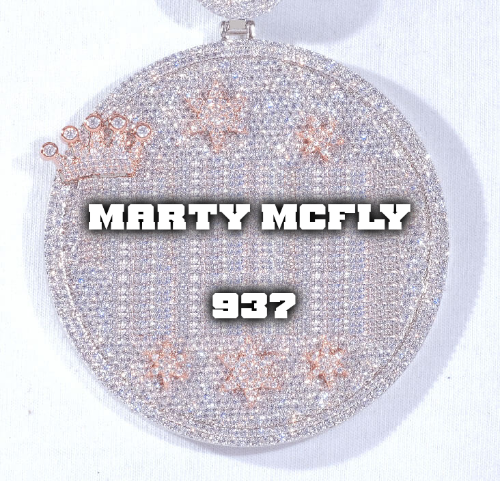 CUSTOM LETTER NECKLACE 3D BIG CROWN DISC