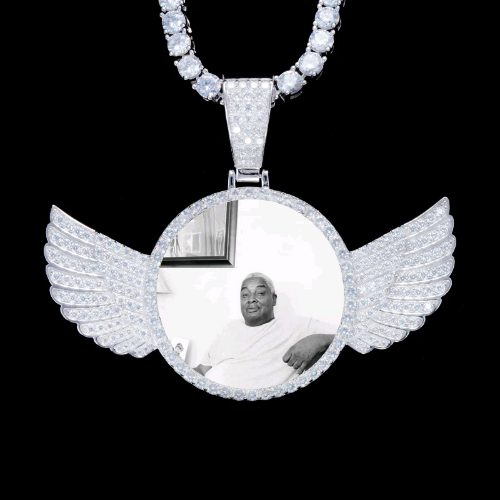 925S & VVS Moissanite 3D Wing Custom Picture Pendant