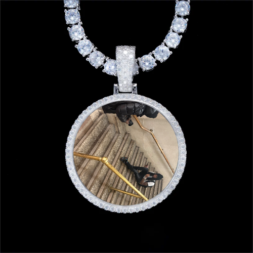 925S & VVS Moissanite 3D Circle Custom Picture Pendant