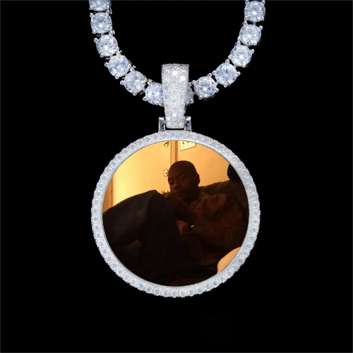 925S & VVS Moissanite 3D Circle Custom Picture Pendant