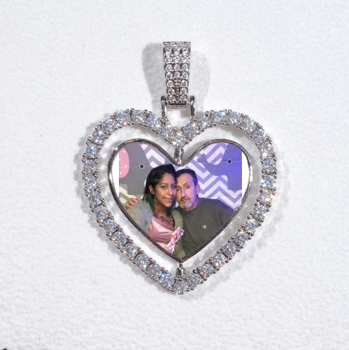 3D Spinning 2-Faced Heart Custom Picture Pendant
