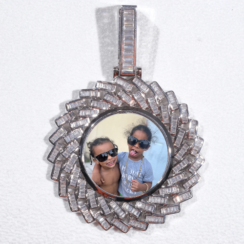 Large 3D Baguette Custom Picture Pendant