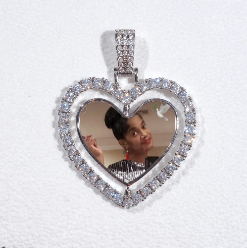 3D Spinning 2-Faced Heart Custom Picture Pendant