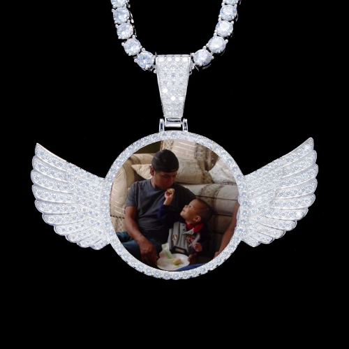 925S & VVS Moissanite 3D Wing Custom Picture Pendant