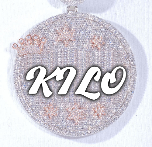 CUSTOM LETTER NECKLACE 3D BIG CROWN DISC