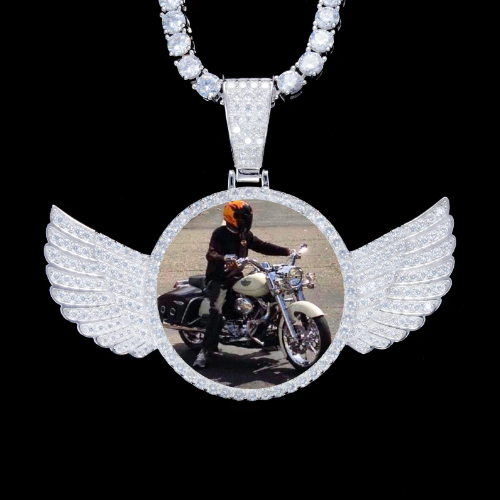 925S & VVS Moissanite 3D Wing Custom Picture Pendant