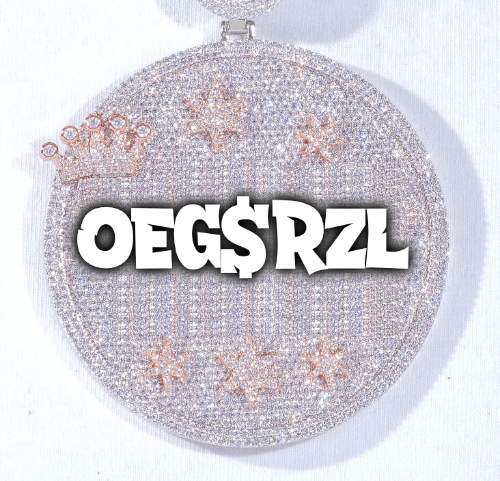 CUSTOM LETTER NECKLACE 3D BIG CROWN DISC