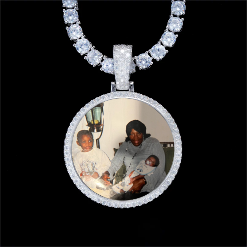 925S & VVS Moissanite 3D Circle Custom Picture Pendant