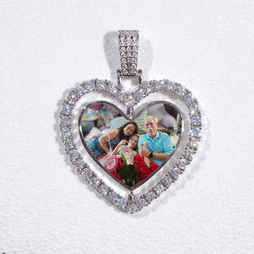 3D Spinning 2-Faced Heart Custom Picture Pendant