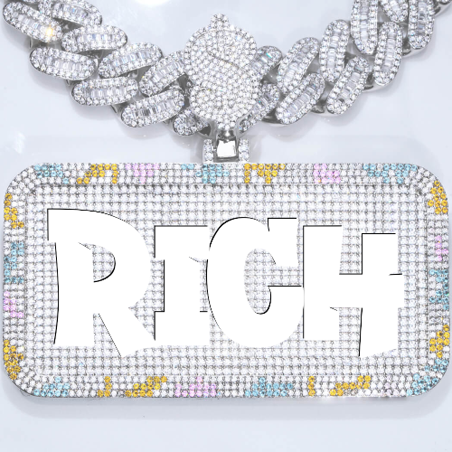 CUSTOM LETTER NECKLACE 3D COLORFUL SQUARE
