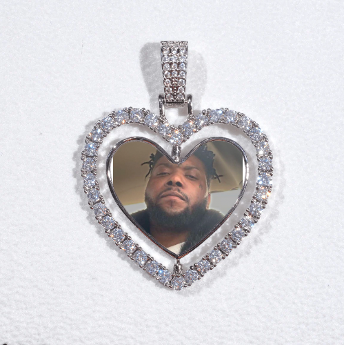 3D Spinning 2-Faced Heart Custom Picture Pendant