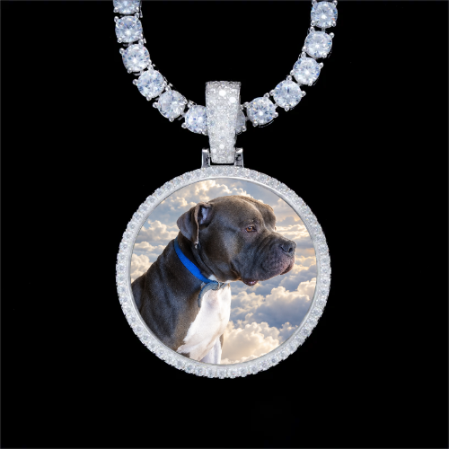 925S & VVS Moissanite 3D Circle Custom Picture Pendant