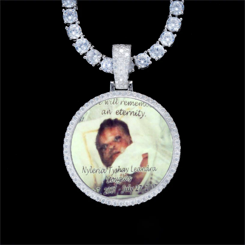925S & VVS Moissanite 3D Circle Custom Picture Pendant