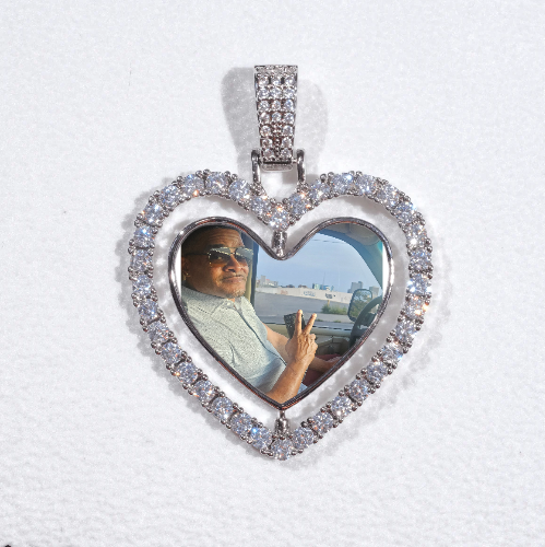 3D Spinning 2-Faced Heart Custom Picture Pendant
