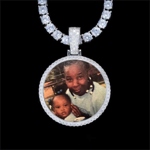 925S & VVS Moissanite 3D Circle Custom Picture Pendant