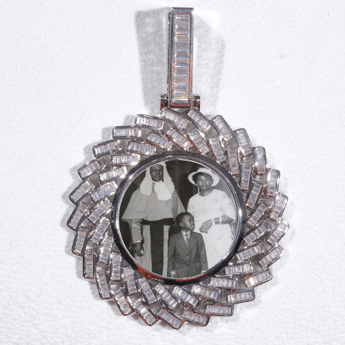 Large 3D Baguette Custom Picture Pendant