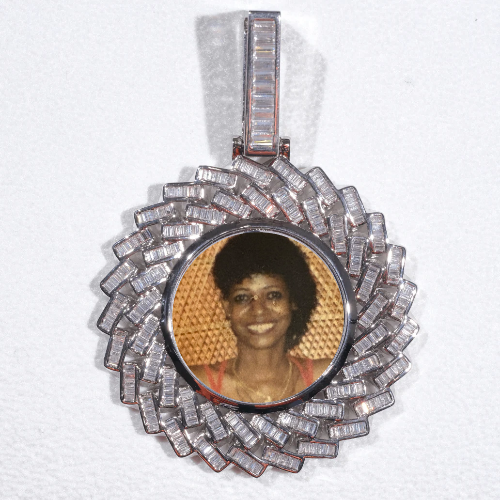 Large 3D Baguette Custom Picture Pendant