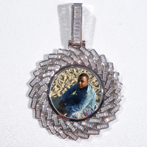 Large 3D Baguette Custom Picture Pendant