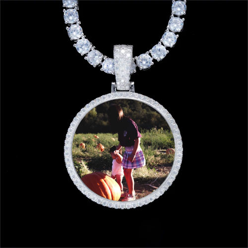 925S & VVS Moissanite 3D Circle Custom Picture Pendant