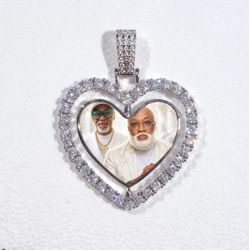 3D Spinning 2-Faced Heart Custom Picture Pendant