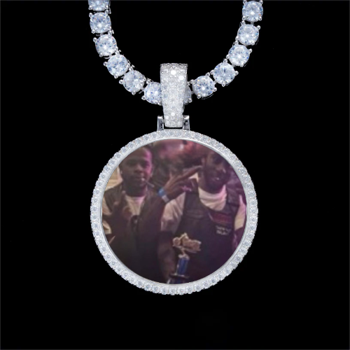 925S & VVS Moissanite 3D Circle Custom Picture Pendant