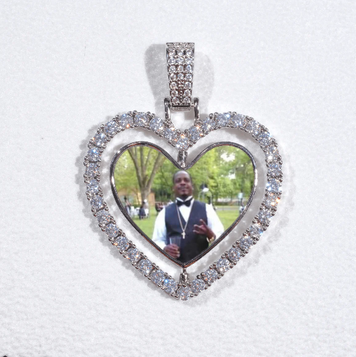 3D Spinning 2-Faced Heart Custom Picture Pendant