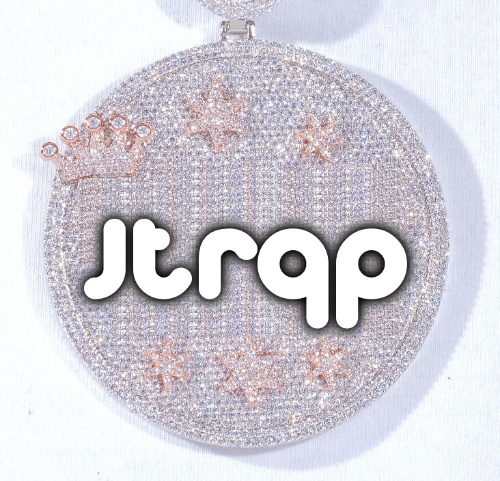 CUSTOM LETTER NECKLACE 3D BIG CROWN DISC