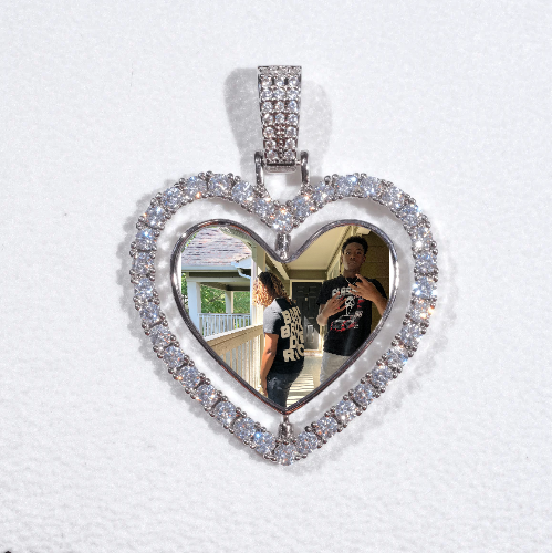 3D Spinning 2-Faced Heart Custom Picture Pendant
