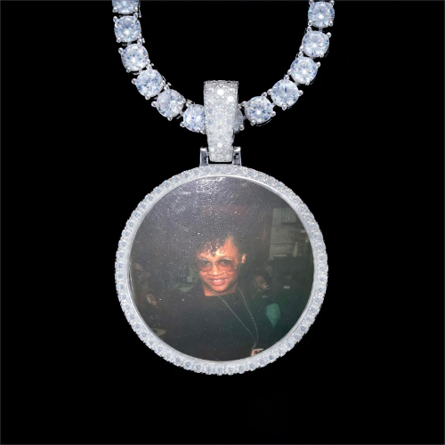 925S & VVS Moissanite 3D Circle Custom Picture Pendant