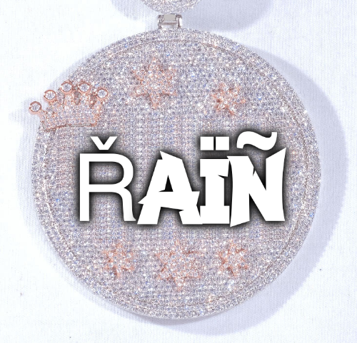 CUSTOM LETTER NECKLACE 3D BIG CROWN DISC