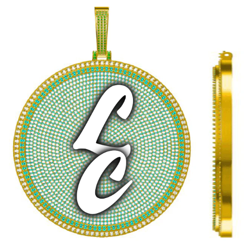 CUSTOM LETTER NECKLACE 3D BIG DISC
