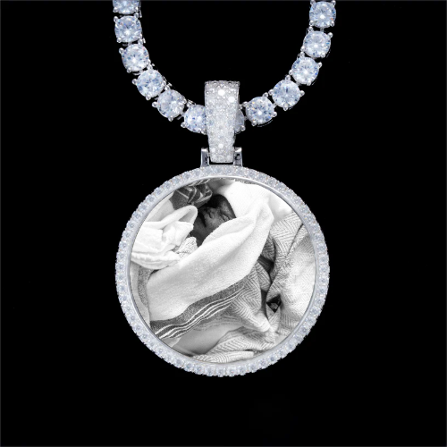 925S & VVS Moissanite 3D Circle Custom Picture Pendant