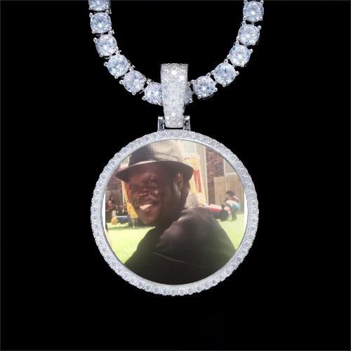 925S & VVS Moissanite 3D Circle Custom Picture Pendant