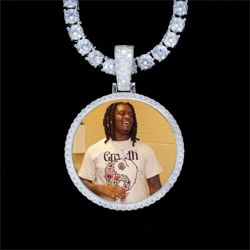 925S & VVS Moissanite 3D Circle Custom Picture Pendant