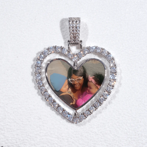 3D Spinning 2-Faced Heart Custom Picture Pendant