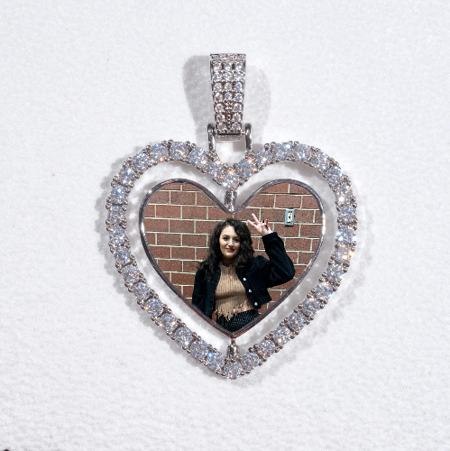3D Spinning 2-Faced Heart Custom Picture Pendant