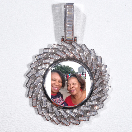 Large 3D Baguette Custom Picture Pendant