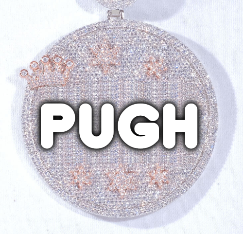 CUSTOM LETTER NECKLACE 3D BIG CROWN DISC