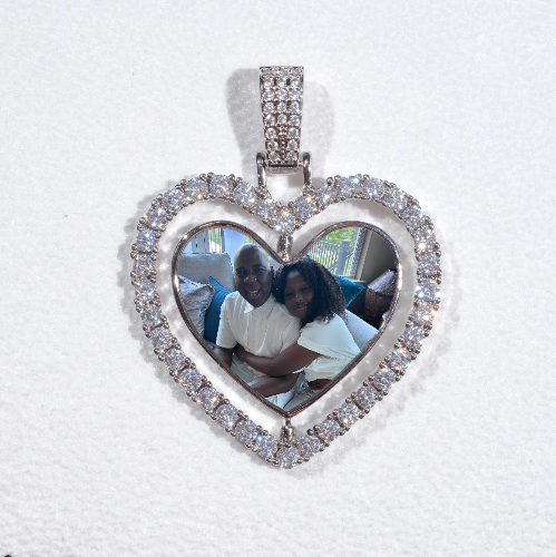 3D Spinning 2-Faced Heart Custom Picture Pendant