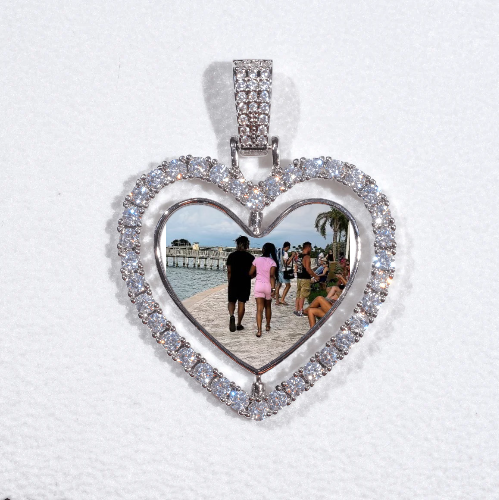 3D Spinning 2-Faced Heart Custom Picture Pendant