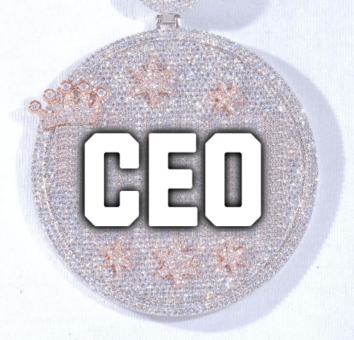 CUSTOM LETTER NECKLACE 3D BIG CROWN DISC